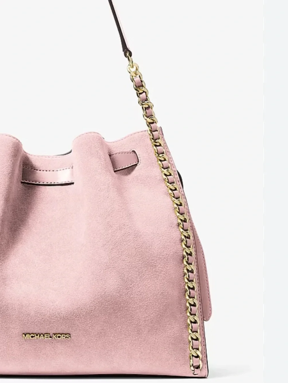 🌸Michael Kors Blush Pink Suede Hobo with Gold Chain Trim - style Mina - New🌸